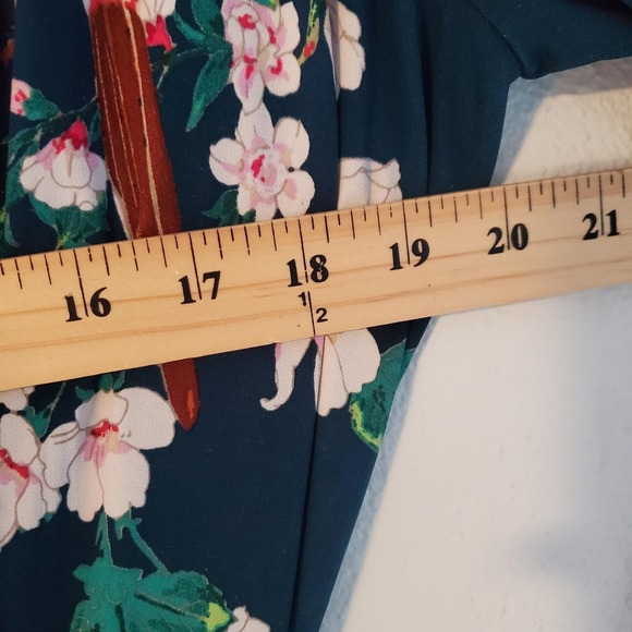 Eliza J Dress Womens‎ 18W Blue Floral Wrap Midi Floral Bird Print 3/4 Sleeve - Picture 3 of 7